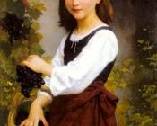 伊丽莎白 加德纳 布格罗 : A Young Girl Holding a Basket of Grapes